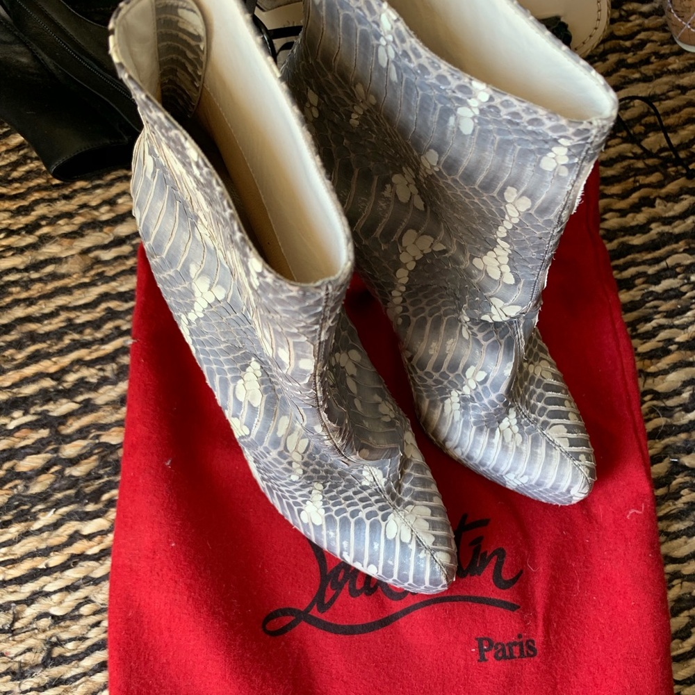 Snake skin heel booties